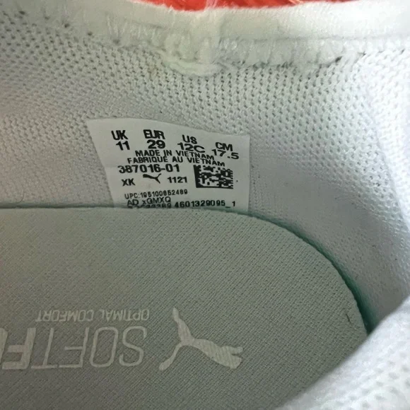 Puma white sneakers pink and purple swirl on the bottom size 11 little girls - Picture 6 of 9